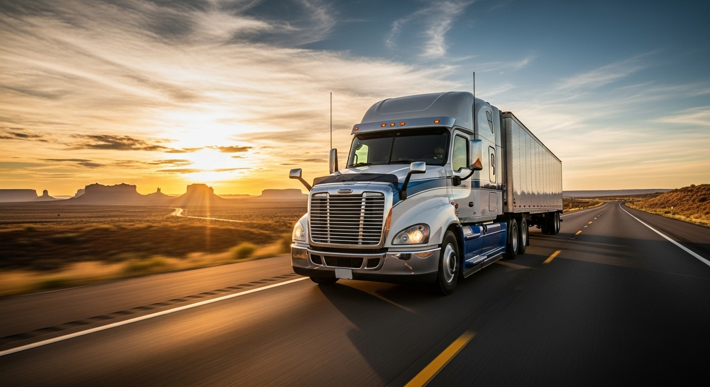 TPC semi-truck on highway delivering reliable freight across the USA